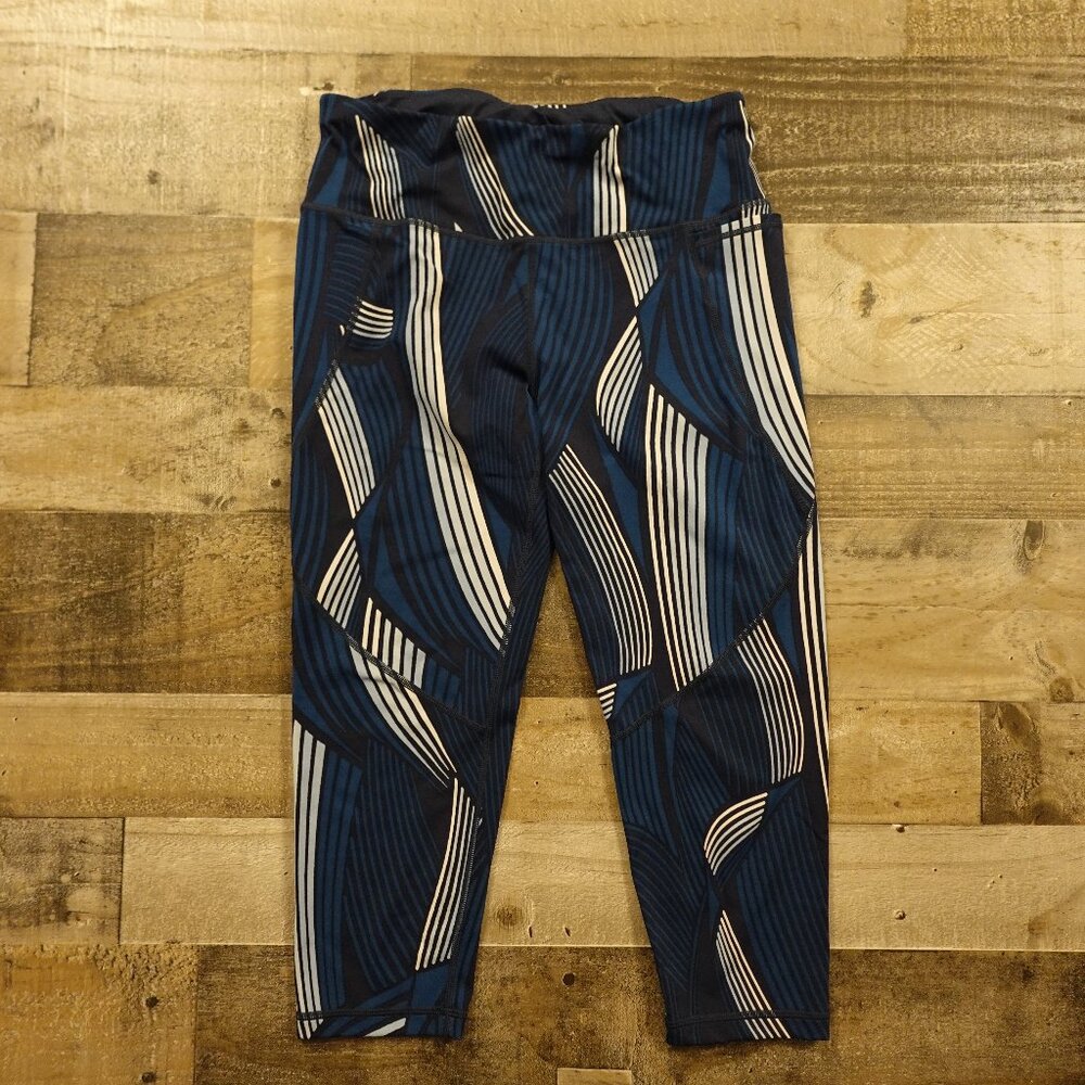 Sweaty Betty Power Crop Leggings Women’s‎ Size 8 Blue Abstract Print 20” Inseam